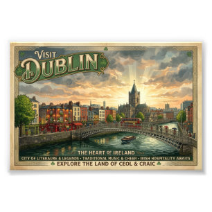 Vintage Dublin Travel Poster