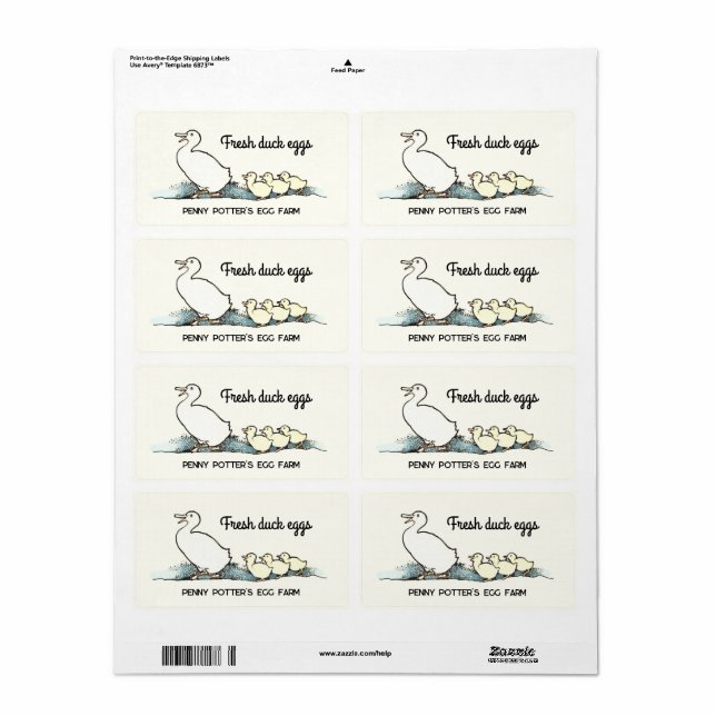 Vintage Duck and Ducklings Fresh Egg Carton label (Full Sheet)