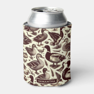 Vintage Duck and Goose Pattern Can Cooler