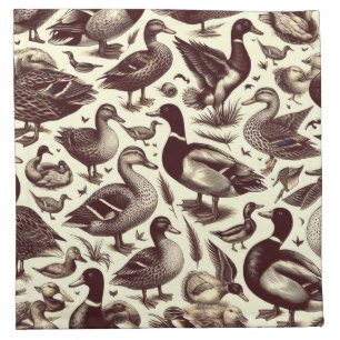 Vintage Duck and Goose Pattern Cloth Napkin