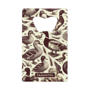 Vintage Duck and Goose Pattern Credit Card Bottle Opener