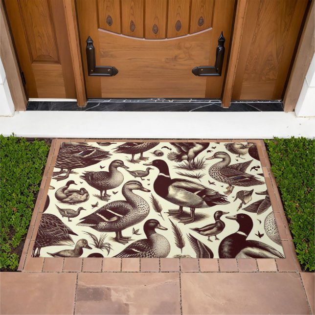 Vintage Duck and Goose Pattern Doormat (Outdoor)