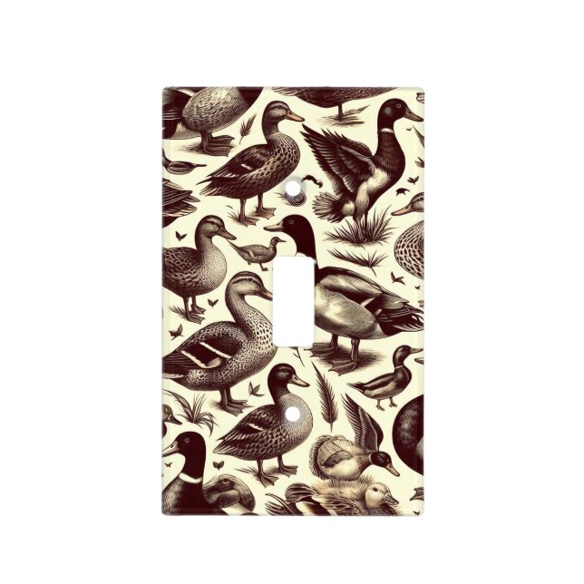 Vintage Duck and Goose Pattern Light Switch Cover (Front)