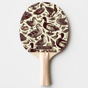 Vintage Duck and Goose Pattern Ping Pong Paddle
