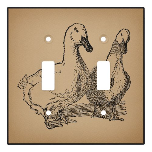 Vintage Duck Art Two Ducks Illustration Light Switch Cover