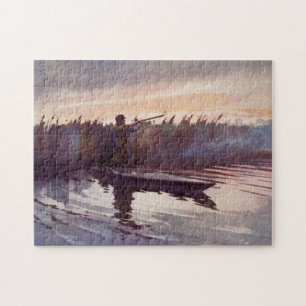 Vintage Duck Hunter Sportsman Boat Jigsaw Puzzle