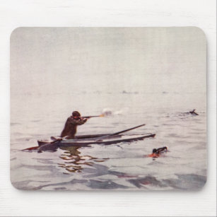 Vintage Duck Hunting Sea Kayak Sportsman Mousepad