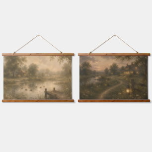 Vintage Duck Pond & Evening Meadow Tapestry Set