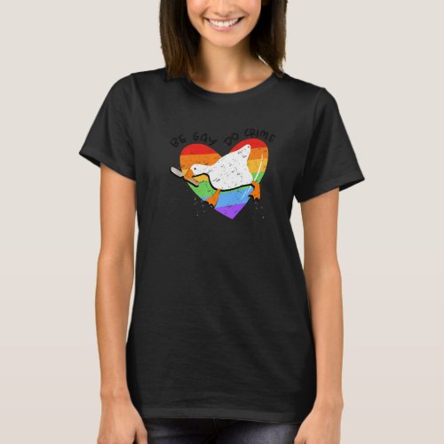 Vintage Duck Rainbow Be Gay Do Crime Lgbtq Communi T_Shirt