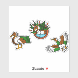 Vintage duck tattoo cartoon set sticker