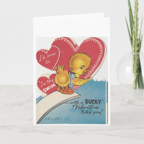 Vintage Duck Valentine Holiday Card