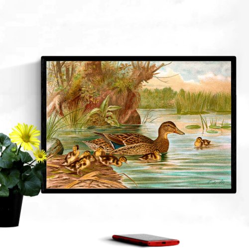 Vintage Ducks At The Pond 2 Poster
