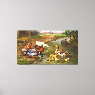 Vintage Ducks Ducklings Farm Animals Canvas Print