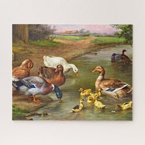 Vintage Ducks Ducklings Farm Animals Jigsaw Puzzle