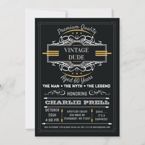 Vintage Dude Birthday Man Myth Legend Invitation