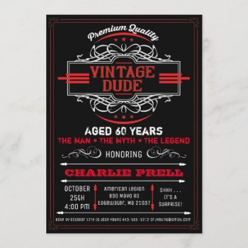 Vintage Dude Birthday Man Myth Legend Invitation by AnnounceIt at Zazzle