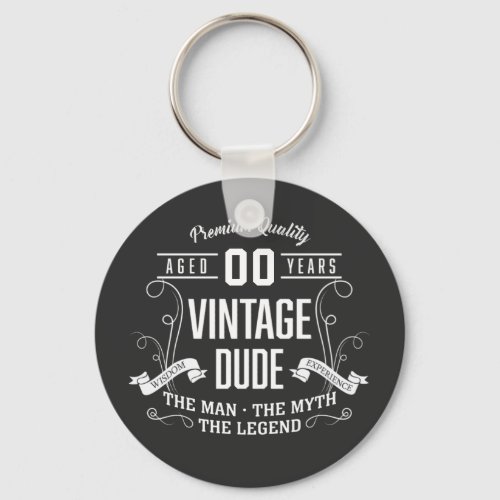 Vintage Dude Custom Age Keychain