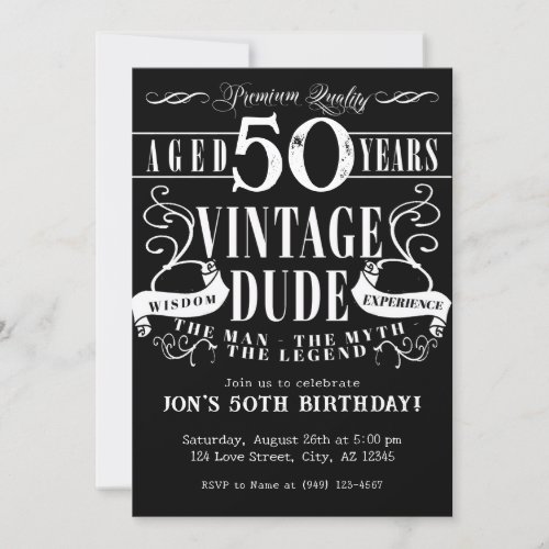 Vintage Dude Man Myth Legend Mens Any Age Invitation