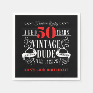 Vintage Dude Man Myth Legend Men's Birthday Napkins