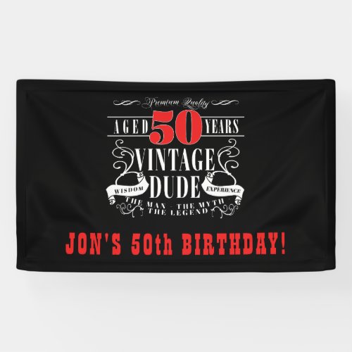 Vintage Dude Mens Birthday Banner
