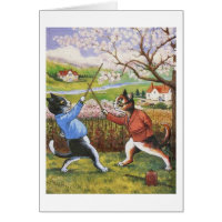 Vintage Duelling Cats Art  by Louis Wain