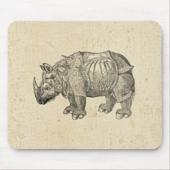Vintage Durer Rhino Mouse Pad by BluePress at Zazzle