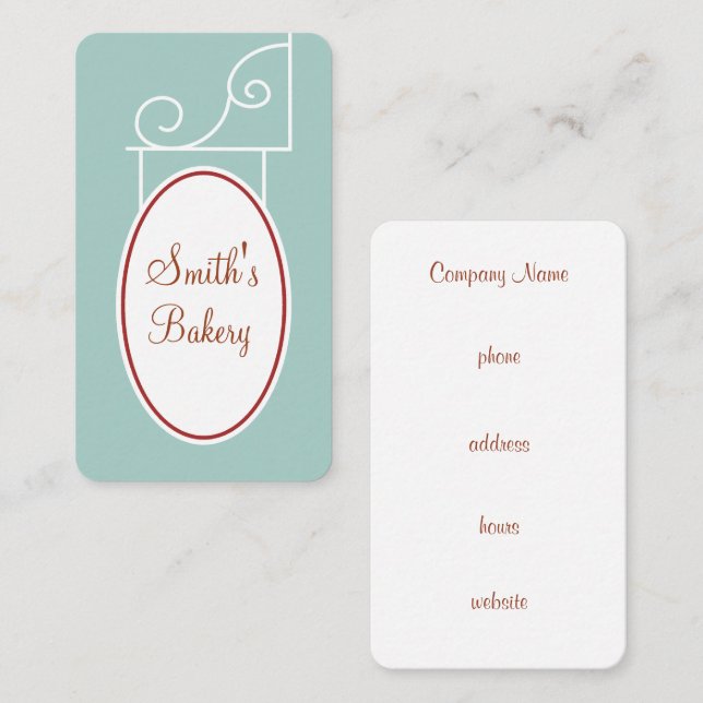 Vintage Dusty Aqua Sign Business Card (Front/Back)