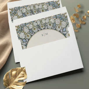 Vintage Dusty Blue Art Nouveau Envelope Liner