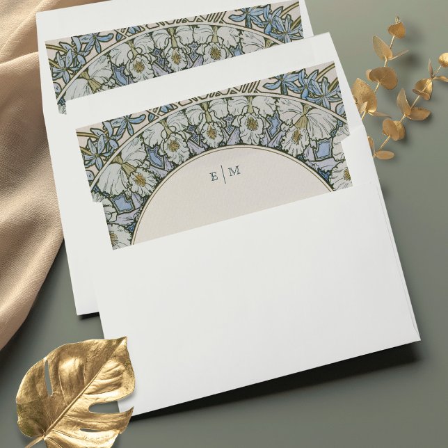 Vintage Dusty Blue Art Nouveau Envelope Liner (Creator Uploaded)