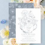 Vintage Dusty Blue Botanical Bridal Tea Shower Invitation<br><div class="desc">Look no further for a modern, vintage-inspired bridal tea invitation for your upcoming event. Our Vintage Dusty Blue Botanical Bridal Tea Invitation is the perfect accompaniment to invite your guests in style. Featuring a beautiful line art style Icelandic poppies design in a teapot motif dusty blue and white – this...</div>