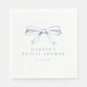 Vintage Dusty Blue Bow Bridal Shower Napkins