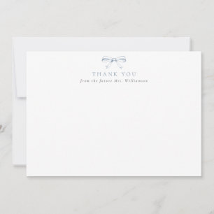 Vintage Dusty Blue Bow Future Mrs Bridal Shower Thank You Card