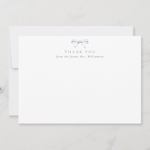 Vintage Dusty Blue Bow Future Mrs Bridal Shower Thank You Card