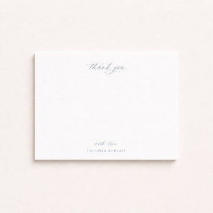 Vintage Dusty Blue Chinoiserie Floral Thank You Note Card