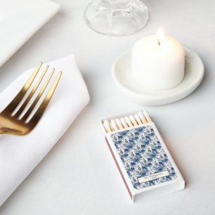 Vintage Dusty Blue Christmas Toile Nutcracker Matchboxes