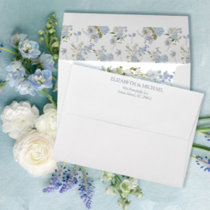 Vintage Dusty Blue Floral Elegant Return Address Envelope