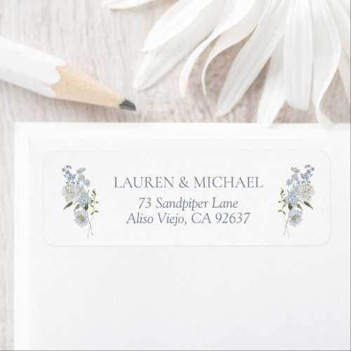 Vintage Dusty Blue Floral Wedding Return Address Label