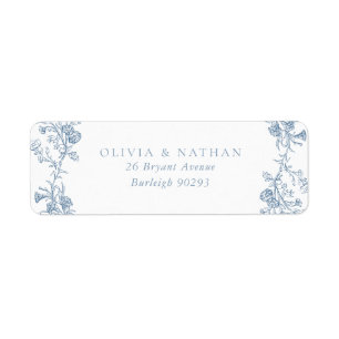 Vintage Dusty Blue Floral Wedding Return Address Label