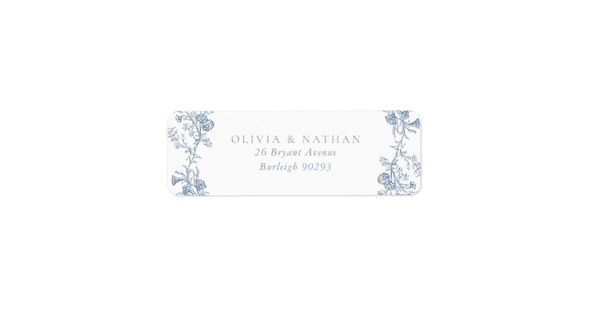 Vintage Dusty Blue Floral Wedding Return Address Label | Zazzle
