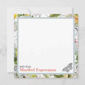 Vintage Dusty Blue Mariposa Personalized Notecards