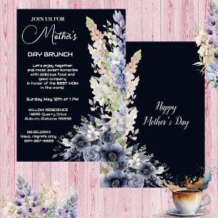 Vintage Dusty Blue Modern Typography Mother's Day  Invitation