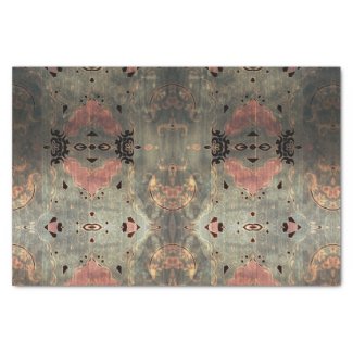 Vintage Dusty Blue Pink Pattern On Rustic Wood Tissue Paper