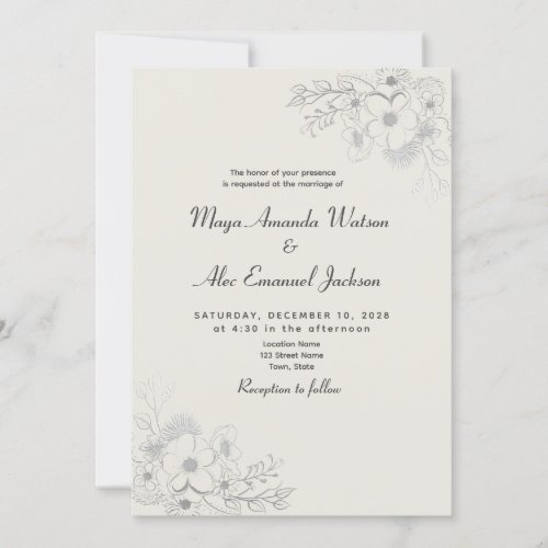 Vintage Dusty Blue Wedding Invitation