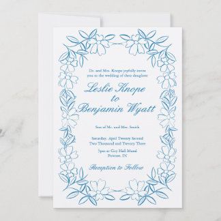Vintage Dusty Blue Wedding Invite