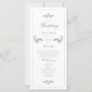 Vintage Dusty Blue Wedding Program
