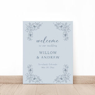 Vintage Dusty Blue Welcome Sign