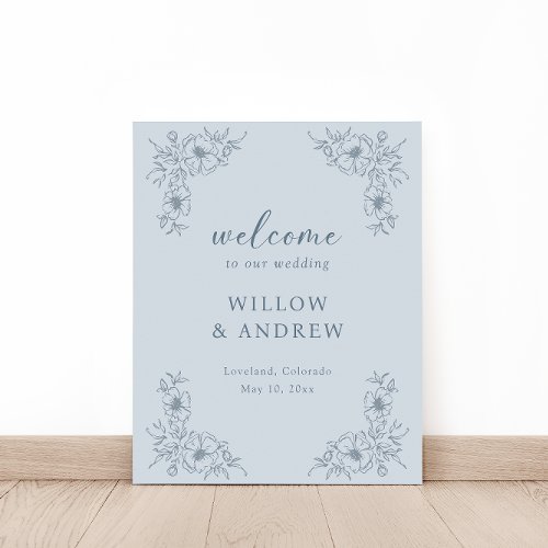 Vintage Dusty Blue Welcome Sign