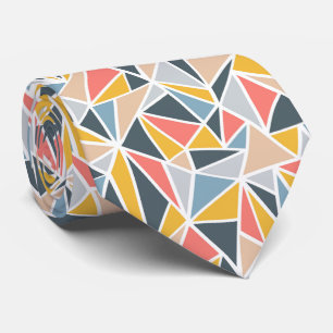 Vintage Dusty Geometric Triangles Tie