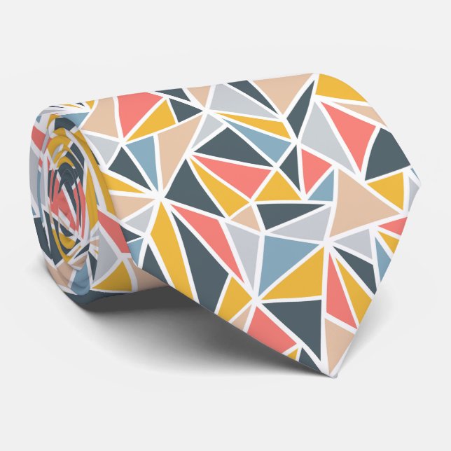 Vintage Dusty Geometric Triangles Tie (Rolled)