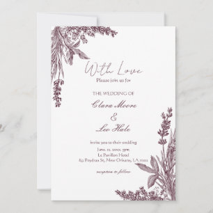 Vintage Dusty Lavender Herb Wedding  Invitation